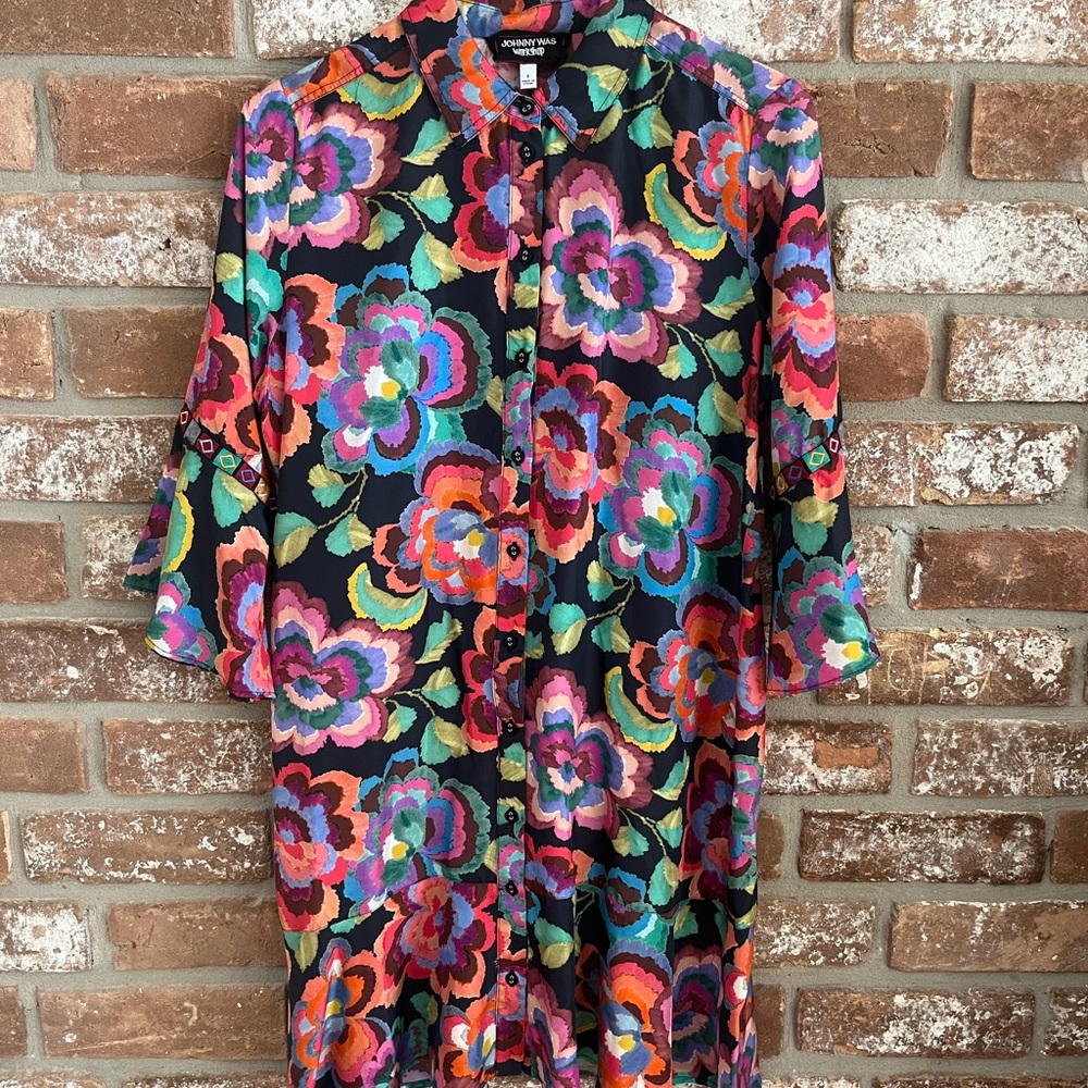Johnny Was Workshop Boho Floral Long Sleeve Dress